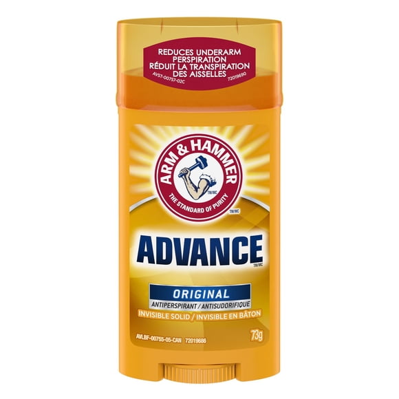 Arm & Hammer Advance Invisible Solid Antiperspirant Deodorant Stick, Original, 48H Protection, 73g