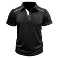 thumbnail image 5 of Styesk T Shirts for Man Fashion Solid Color Leisure Versatile Motion Button T-shirt Lapel Top, 5 of 5
