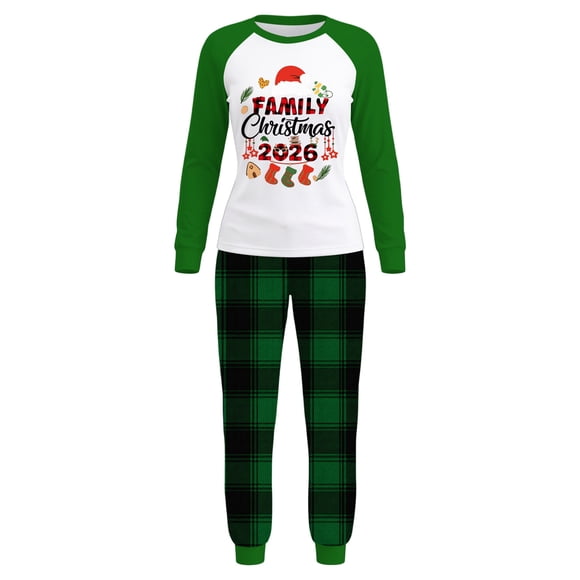 Tenues de Noël Assorties Ensemble de Pyjama Familial Haut à Manches Longues Pantalon Tenue de Détente des Fêtes pour Parents et Enfants Tenue Confortable pour la Maison