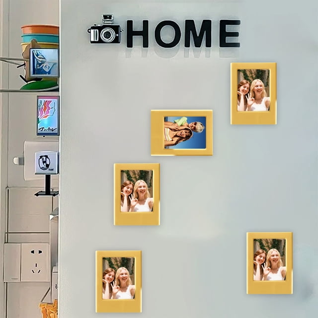 Magnetic Photo Frame for Wall or Fridge | ABS Plastic, No-Drill , Scratch-Resistant Clear Lens | 6.5x8.8cm | Multicolor | Waterproof, Easy Install Display Stand
