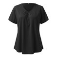 thumbnail image 5 of B91xZ Hauts pour Femmes 2024 Manches Courtes Col Rond Chemises T-Shirt Décontracté Ample Printemps Hauts, Noir S, 5 of 5