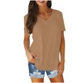 thumbnail image 1 of Blouses for Women Solid Color V-Neck Short Sleeve T-Shirt Blouse Tops, 1 of 1