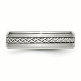 thumbnail image 3 of Acier Inoxydable Poli et Brossé avec Anneau d'Incrustation Tressé en Argent 13 Taille, 3 of 6