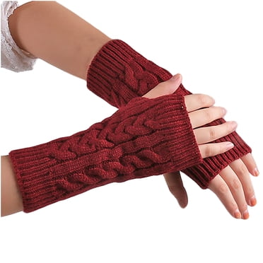 Mikilon Femmes Fille Tricoté Bras Mitaines Garder Au Chaud Gants D'hiver Doux Chaud Mitaine