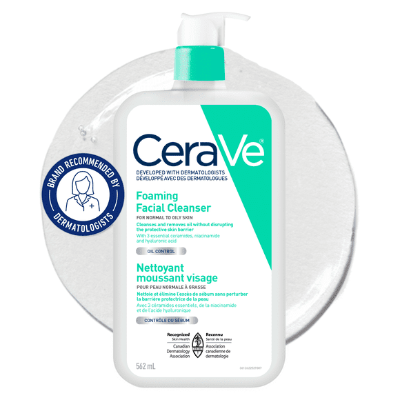 CeraVe Nettoyant Moussant, Gel Nettoyant avec Céramides et Niacinamide pour Peau Normale à Grasse, 562mL