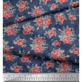 thumbnail image 3 of Soimoi Tissu Crêpe polyester Feuilles & Roses Décor Floral Tissu Imprimé au Mètre 42 Pouces de Large, 3 of 3