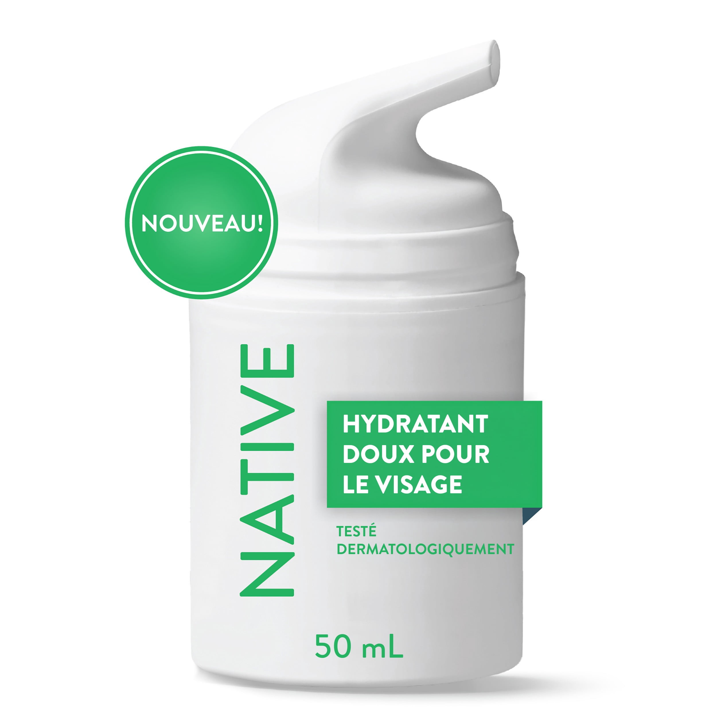 Nettoyant doux pour le visage Native pour peau sensible, sans parfum, sans sulfate, avec vitamine B3 et aloès, testé dermatologiquement, 50 mL