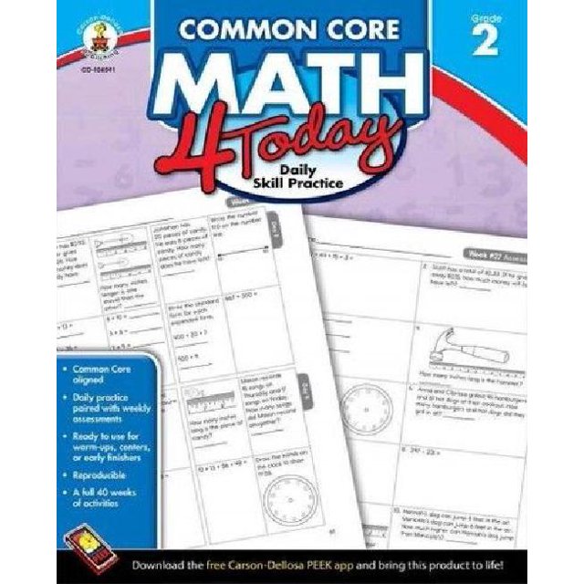 Carson Dellosa Common Core 4 Today Workbook, Math, 2e Année, 96 Pages (CDP104591)
