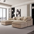 thumbnail image 2 of The Magic Home 5-Seater Cloud Modular U-Shaped Linen Sectional Sofa, Khaki, 2 of 16