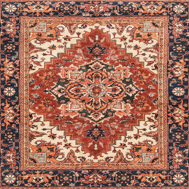 Ahgly Company Tapis d'Intérieur Carrés Abstraits Safran Rouge Persans, 6 Pieds Carré