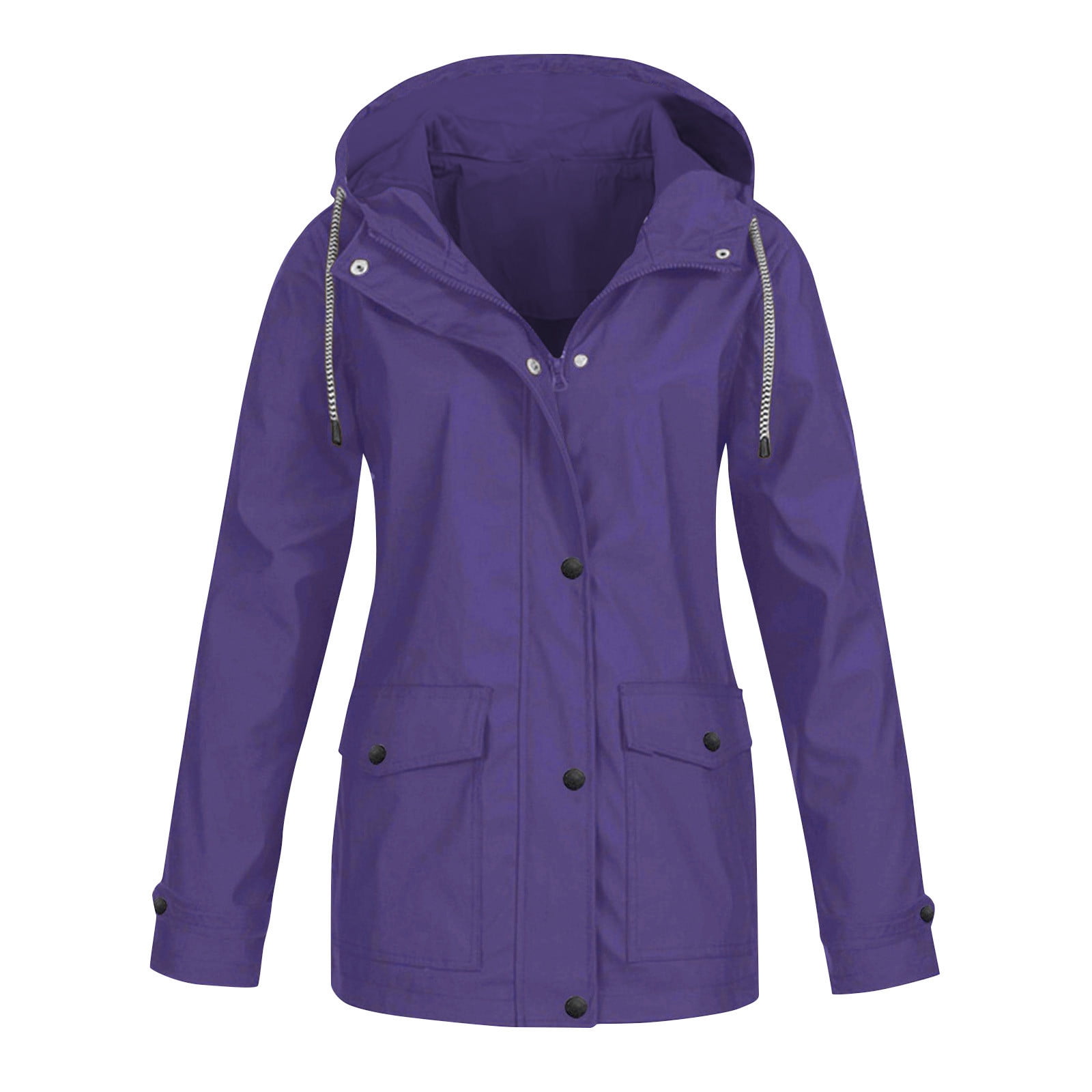 Veste Coupe-Vent à Capuche pour Femmes Grande Taille Imperméable Unie Manteau de Pluie Extérieur Plus Imperméable à Capuche Vestes Coupe-Vent Manteau Uni Imperméable en Liquidation