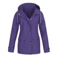 thumbnail image 1 of Veste Courte Femme Imperméable Unie Manteau de Pluie Extérieur Grande Taille Imperméable à Capuche Coupe-Vent Vestes Unies Manteau d'Extérieur pour Femmes en Liquidation, 1 of 4