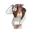 thumbnail image 3 of Veste Universitaire pour Femmes à Manches Longues, Veste de Baseball Courte, Manteaux Bomber, 3 of 6