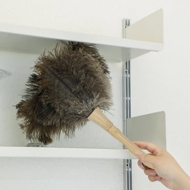 EGNMCR Exquisite Beechwood Handle Feather Duster Home Cleaning Feather Softly Brushes Across Furniture Surfaces Natural Soft Feathers Home Helper Cleaning Duster