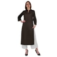 thumbnail image 1 of Bimba Kurta en Coton Col Mandarin avec Plis pour Femmes Ethnique Indienne Droite Unie, 1 of 7