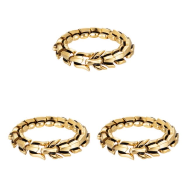 maskred Fashionable Gothic Punk Dragon Scale Bangle 48 inches Durable and Striking Gold 7.48 Inch 3Set