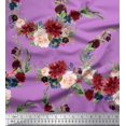 thumbnail image 1 of Soimoi Purple polyester Crepe Fabric Ranunculus & Penoy Floral Print Print Fabric by the Yard 52 Inch Wide, 1 of 3