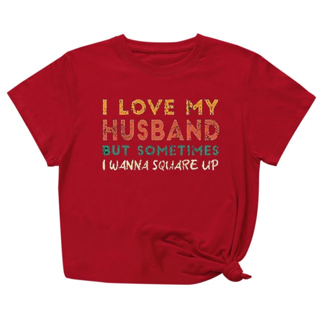 Penkiiy T-Shirt Femme J'aime Mon Mari Mignon Relation Mariée TP Rouge