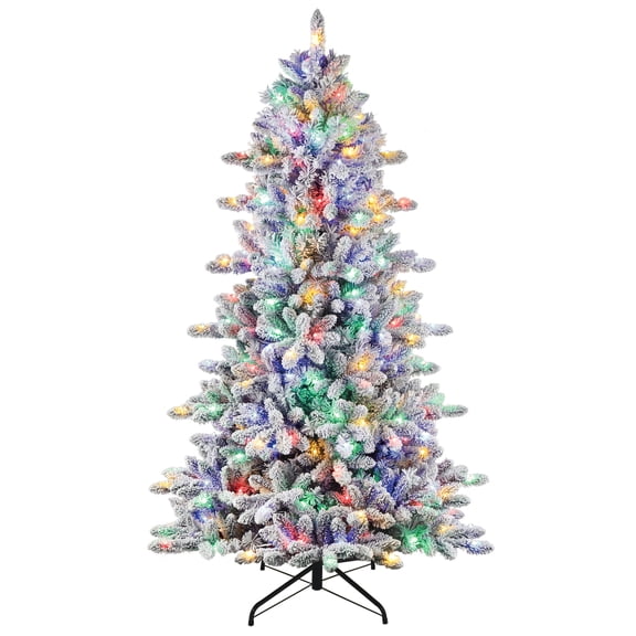 Holiday Time Sapin de Noël Deerfield en épicéa enneigé de 2 m, vert, Décoration intérieure de Noël