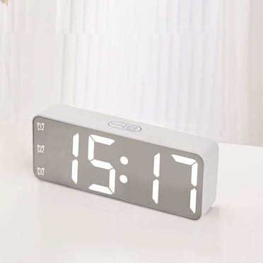 XZNGL Horloge de Chevet Horloge Miroir Horloge Multifonction avec Affichage de la Température Horloge LED Grande Police Réveil de Chevet avec Affichage de la Date