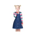 thumbnail image 2 of Girls Outfit Set 2 Piece Blue Suspender Denim Button Striped Tee 4-5 Years, 2 of 6