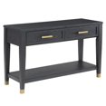 thumbnail image 1 of Yves Rubbed Charcoal Wood 2-drawer Sofa Table, 1 of 6
