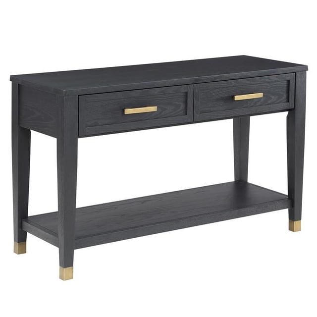 Yves Rubbed Charcoal Wood 2-drawer Sofa Table