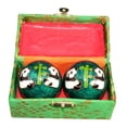 thumbnail image 3 of 2 Pieces Massage Balls with Storage Box Relieve Stiffness Gift Baoding Balls for Panda Green, 3 of 9