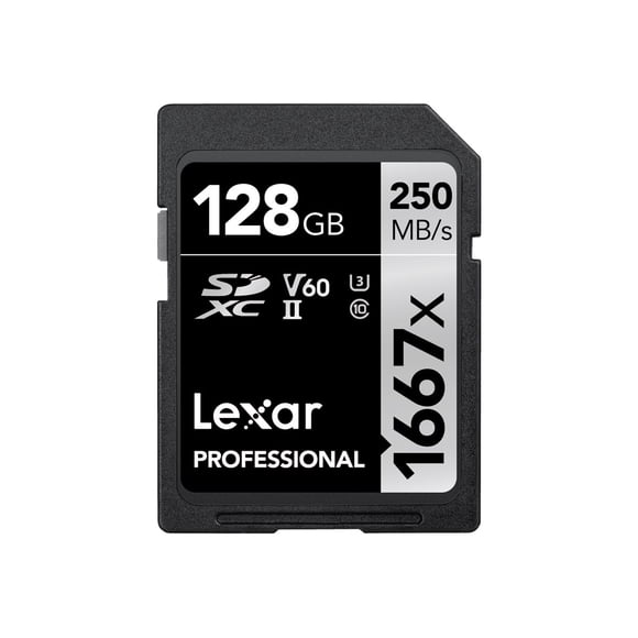 Lexar Professional 1667X 128GB SDXC Uhs-II/U3 Card (LSD128CBNA1667) , Black