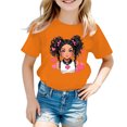 thumbnail image 1 of MEZZALL T-Shirt Graphique Mignon pour Fille, Col Rond, Manches Courtes, Tee d'Été Décontracté, T-Shirts Hauts, Orange, 11-12 Ans, 1 of 5