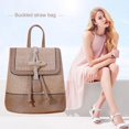 thumbnail image 3 of Straw Backpack Girls Bucket Shoulder Bag Female Travel Daypack (Khaki), 3 of 9