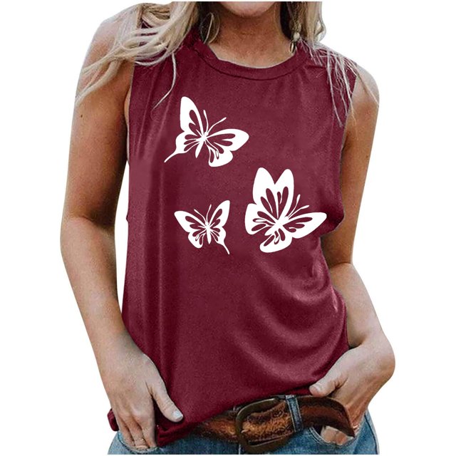 LSLJS Blouse Sans Manches Imprimée Décontractée pour Femme à Col Rond, Aguichant, Ajustée, Chandail à Enfiler, Débardeurs pour Femmes
