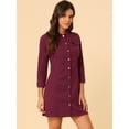 thumbnail image 2 of INSPIRE CHIC Robe-Chemise Ajustée en Denim pour Femmes à Manches 3/4 Boutonnée, 2 of 6