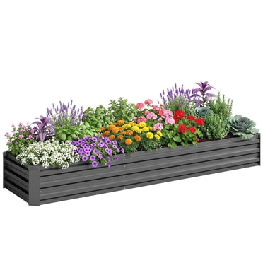 Outsunny 8' x 2' x 1' Galvanized Raised Garden Bed