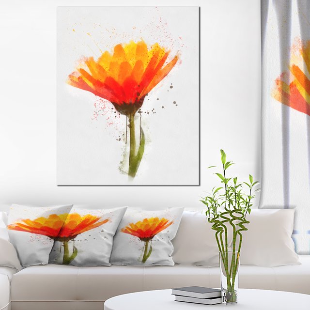Yellow Watercolor Coreopsis Flower - Floral Canvas Art Print