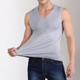 thumbnail image 4 of Mens Summer Ice Silk Traceless Thin Breathable Pure Color V-neck Sleeveless Top, 4 of 9