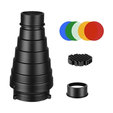 Bunblic Conical Optical Snoot Kit Honeycomb Grid Accessories Color for Indoor Travel Photo Video Artist Modelling Shape Light B