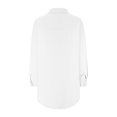 thumbnail image 4 of Birdeem Chemise Ajustée Ample pour Femme, Courte, devant, Dos Long, à Lacets, Manches Longues, Col en V, Haut/chemise, 4 of 5