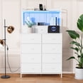 thumbnail image 1 of Commode Intelligente à 11 Tiroirs en Tissu avec Station de Recharge Intégrée, Recharge Sans Fil et Lumières DEL RVB, Conception Industrielle Anti-Basculement, Armoire de Rangement pour Chambre en Plusieurs Couleurs, 1 of 8