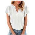 thumbnail image 1 of Birdeem Womens Spring and Summer Gold Lace Stitching V-Neck Solid Color Bottom T-Shirt Hollow Top, 1 of 8