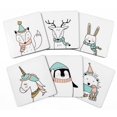 thumbnail image 1 of Inkdotpot Set of 6 Drink Coasters Easy Clean 4-Zoll SquareCoastersCork Base-Reusable- Winter Animals, 1 of 8
