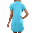 thumbnail image 4 of Ovzne Robes d'Été pour Femmes 2025 Robe de Plage Robe Décontractée Unie Col Rond Manches Courtes Robe Décontractée Grande Taille Robe Manches Courtes Liquidation, 4 of 7
