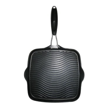 Starfrit 10" Grill Pan With Foldable Handle, Cast Aluminum Non-Stick Base, Oven Safe Up To 350°F, Easy Pour Spouts, Dishwasher Safe