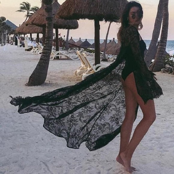 Ruimatai Swim Cover Ups for Women Bathing Suit Cover Up for Women Women Beach Dress Swimwear Lace Chiffon Crochet Bikini Cover Up Bathing Suit