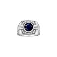 thumbnail image 1 of RYLOS Mens Rings 14K White Gold Designer Round Gemstone &  Sparkling Diamond Ring Sapphire September Birthstone Rings For Men, Men's Rings, Gold Rings Sizes 8 - 13, 1 of 7