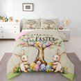 thumbnail image 1 of Erosebridal Happy Easter Bedding Queen Comforter Set for Boys Girls, Rabbit Colorful Eggs Down Comforter, Reversible 3 Pieces, 1 of 8