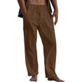 thumbnail image 1 of MAWCLOS Men Trousers Elastic Waist Sweatpants Drawstring Pants Baggy Party Solid Lounge Brown 3XL, 1 of 9