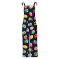 thumbnail image 4 of QATAINLAV Womens Loose Fit Wide Leg Overalls with Pockets Cotton Linen Sleeveless Spaghetti Strap Baggy Romper Easter Rabbit Egg Graphic Jumpsuits Multicolor S Sales for Today, 4 of 6