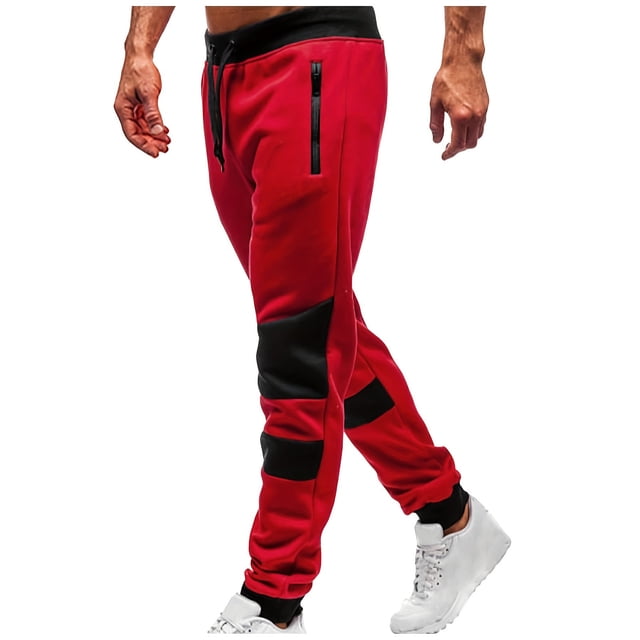 Mens Pants, Mens Fashion Drawstring Elastic Waist Solid Color Casual Sweat Length Pants