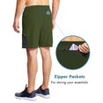 thumbnail image 3 of BALEAF Shorts de Course pour Hommes 7 Pouces avec Doublure en Maille Poche Zippée pour Entraînement Athlétique Gym Vert Armée 3TG, 3 of 4